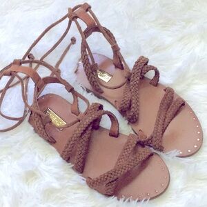 Topshop brown lace up sandals size 6.5